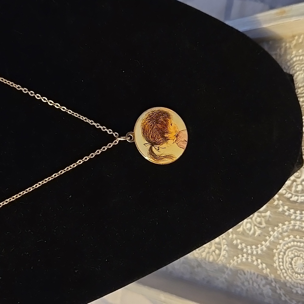 Fran Mar 1970s Moppet Charm on Gold Tone Necklace